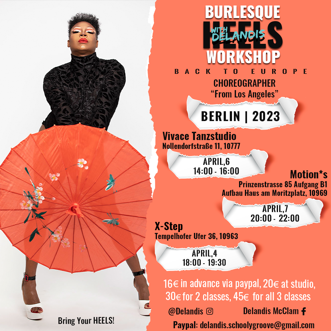 Berlin Burlesque with Delandis workshop flyer