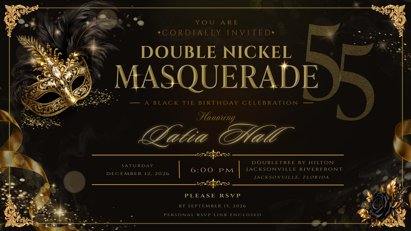 Double Nickel Masquerade RSVP invitation
