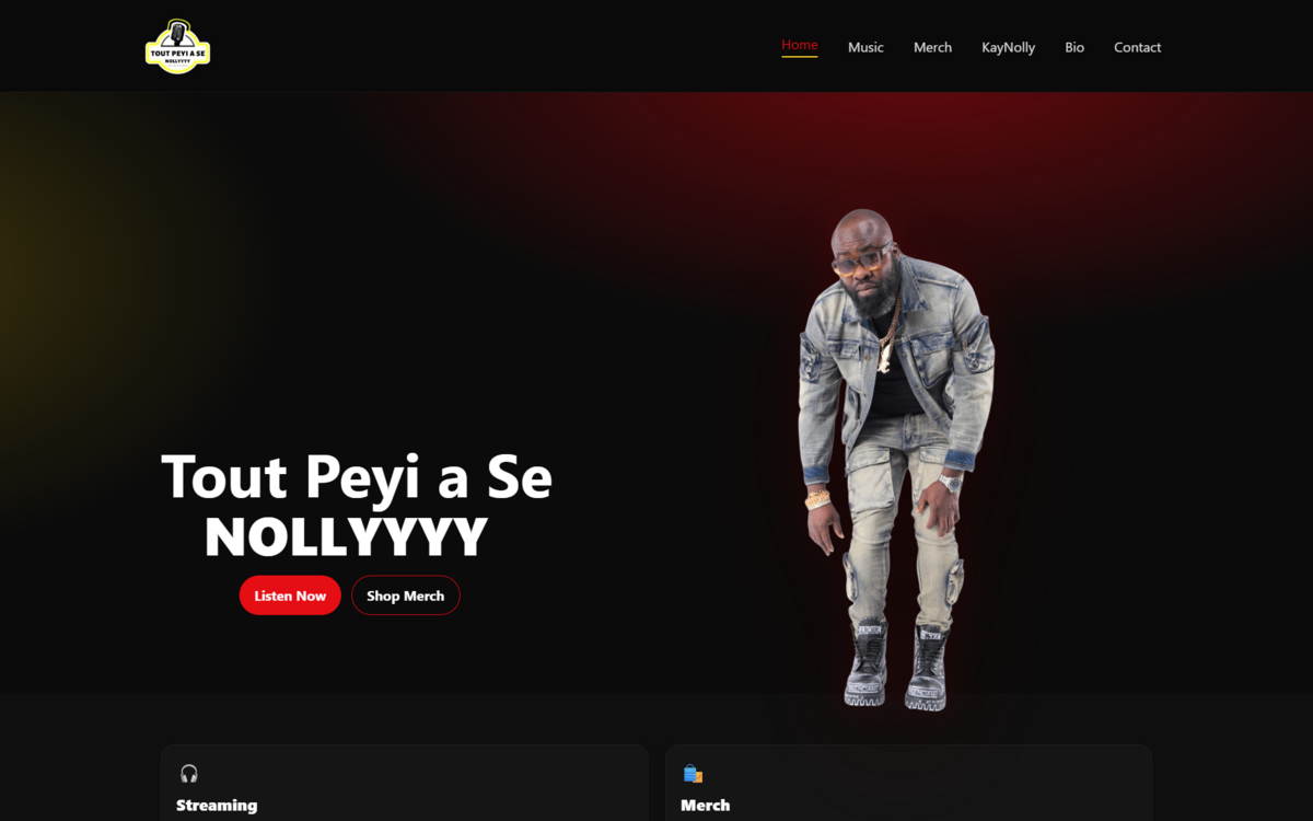 Nollyyyy artist website homepage