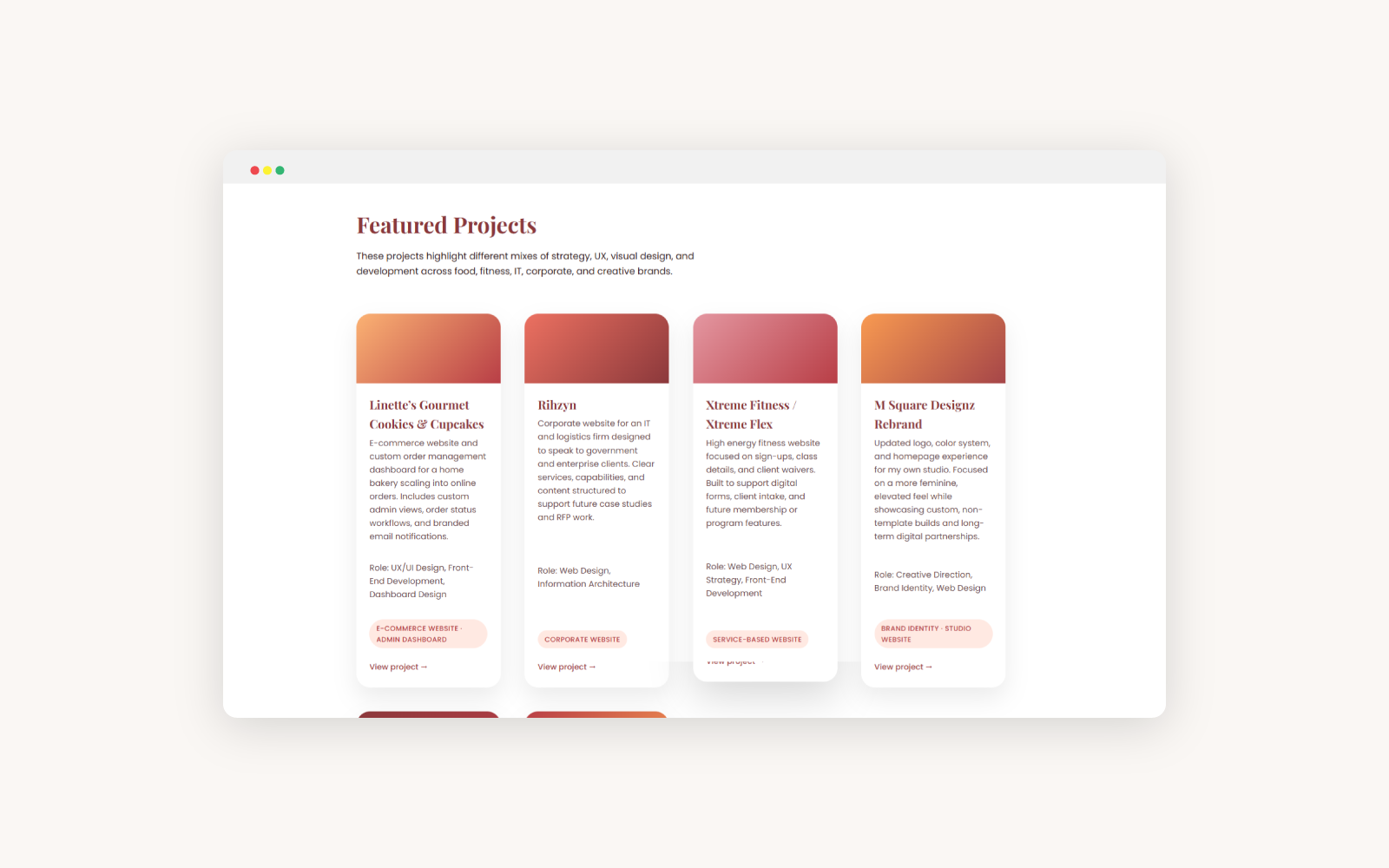 M Square Designz portfolio grid layout