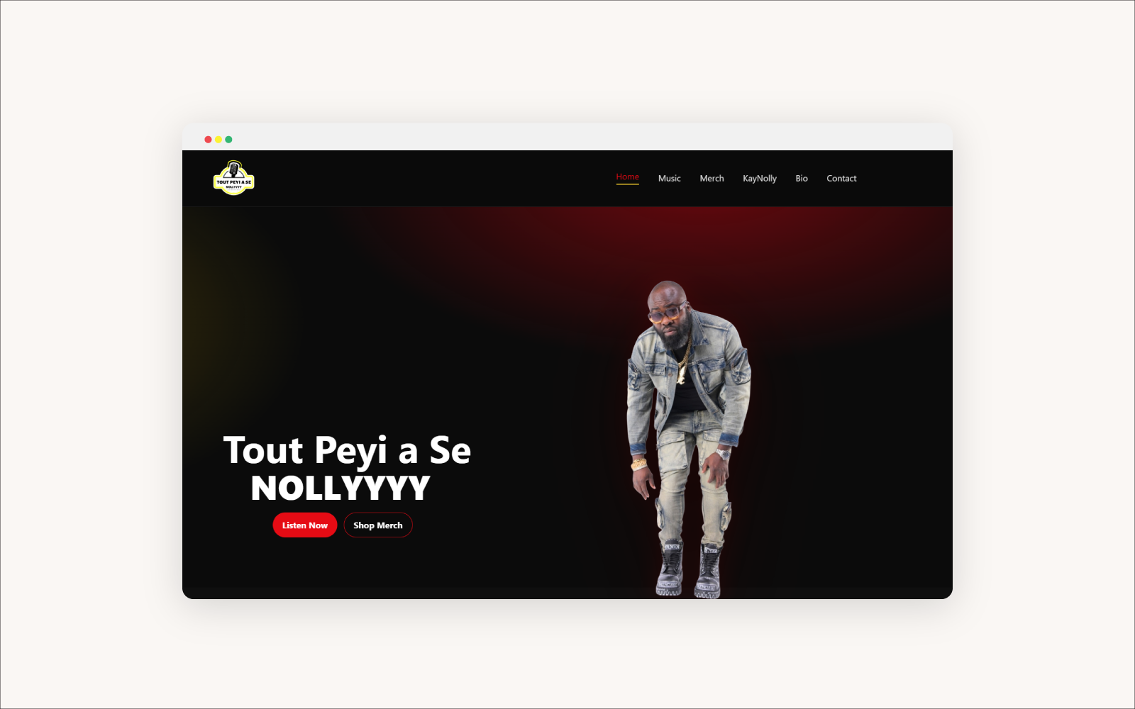 Tout Peyi a Se Nolly website mockup