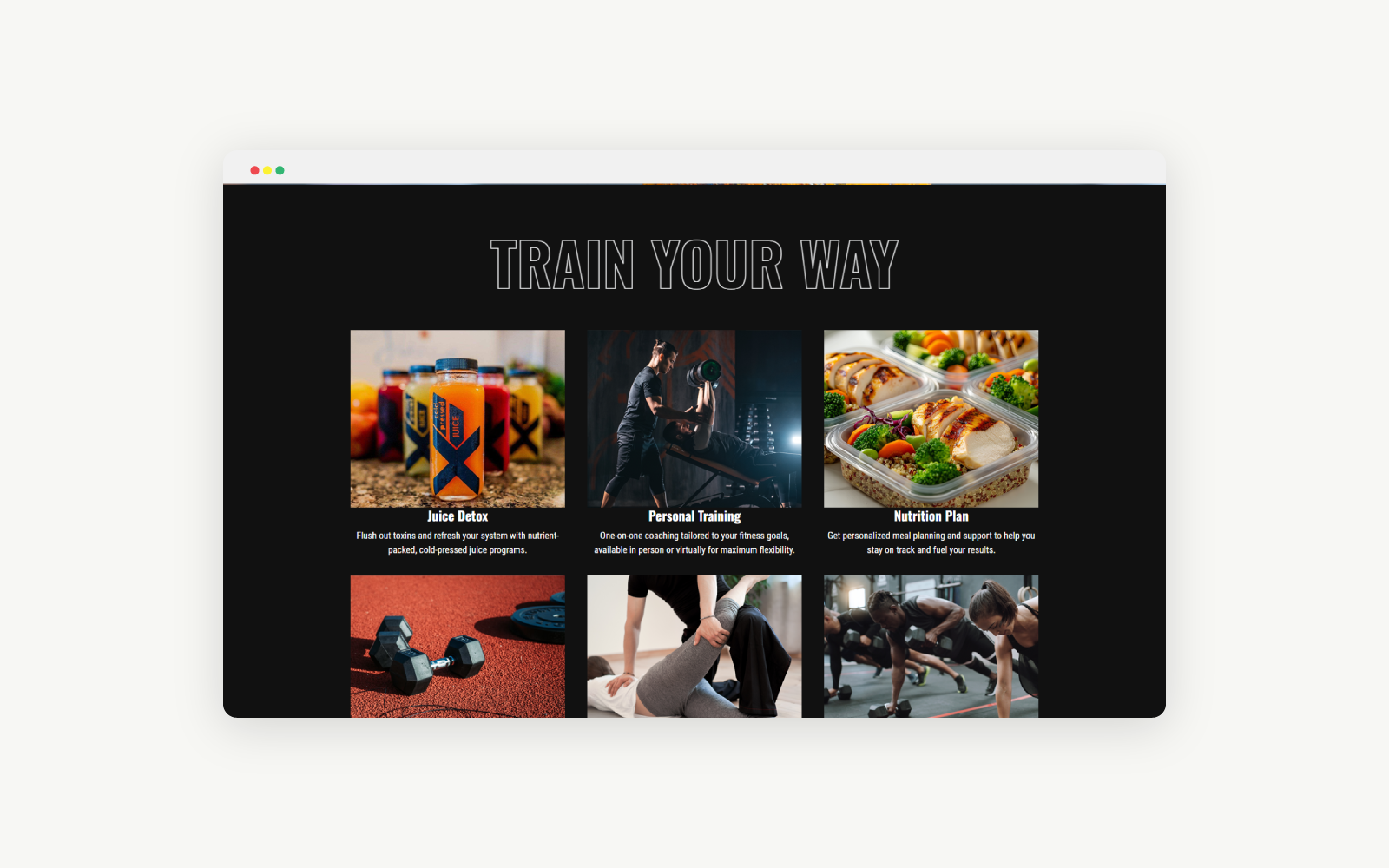 Xtreme Fitness programs and classes layout